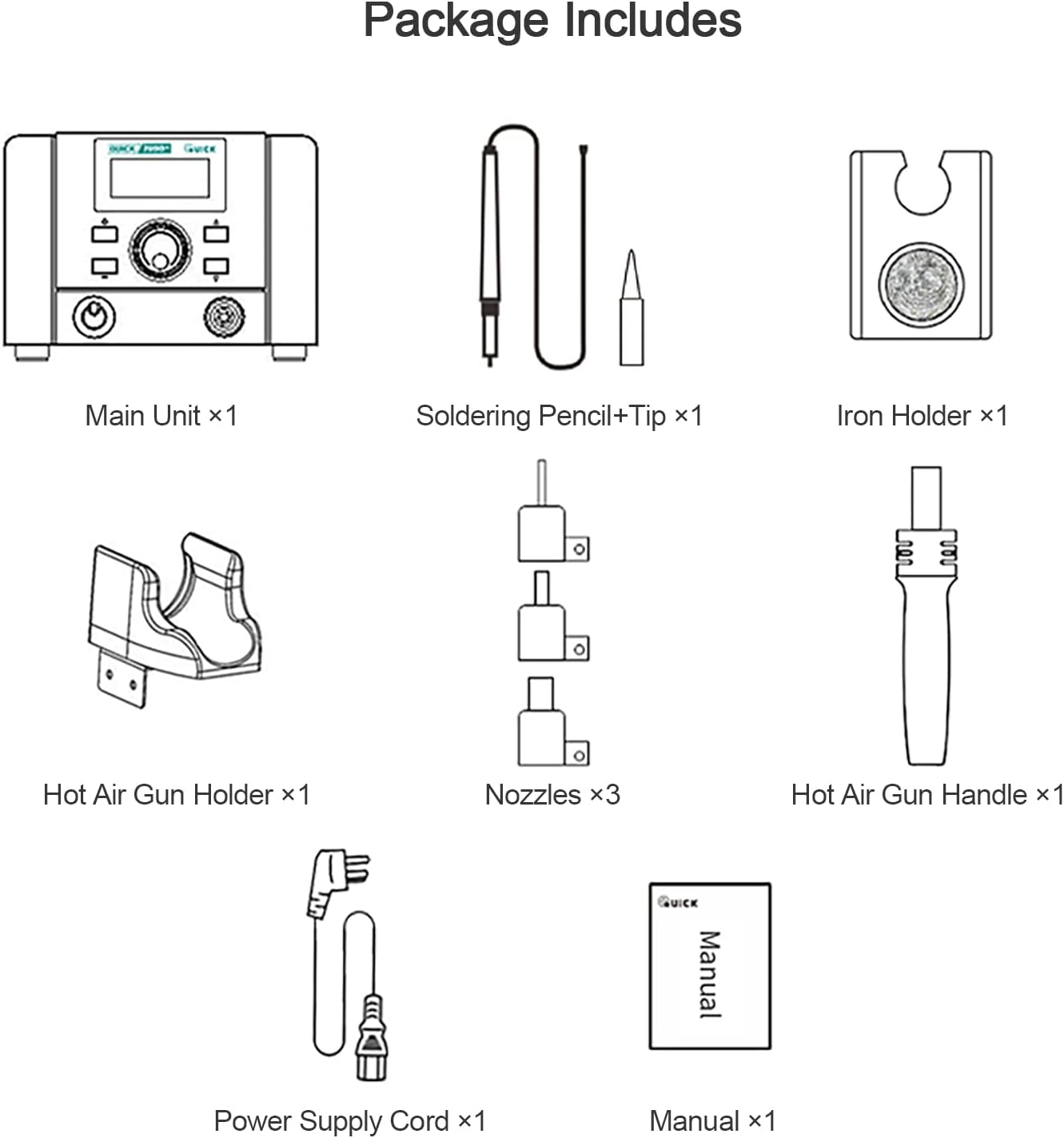 Estación retrabajo Quick 709D+ | Soldador 70W + AIRE CALIENTE 1350W - Imagen 3